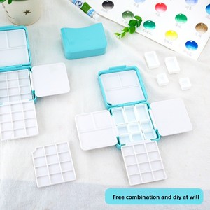 <span class=keywords><strong>Mini</strong></span> boîte de peinture <span class=keywords><strong>aquarelle</strong></span> en plastique 12/24 couleurs, <span class=keywords><strong>palette</strong></span> de voyage portable avec compartiments, pour croquis et mélange de couleurs - Product Image 4