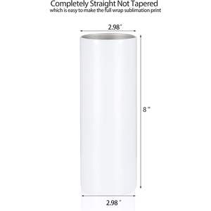 Vaso blanco para sublimación de 20 oz, de acero inoxidable, aislado al vacío, recto, de 8x2.98 pulgadas, reutilizable, con tapa y pajita. - Product Image 1