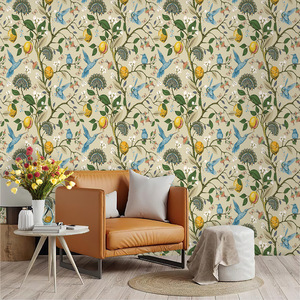 Papel Tapiz Autoadhesivo de PVC con Diseño Floral de <span class=keywords><strong>Granada</strong></span>, Estilo Pastoral Americano, Resistente al Agua y a la Humedad, Decorativo para Paredes - Product Image 1