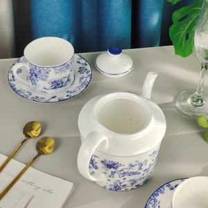 Nouvelle série D nordique, service à thé en porcelaine bleue, service à thé en céramique artisanal - Product Image 5