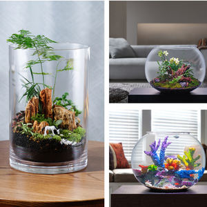 كوب مستدير لسطح المكتب من البولي كربونات, كوب زجاجي مستدير من البولي كربونات ، وعاء إبداعي صغير للزينة ، حوض سمك بيئي صغير - Product Image 6