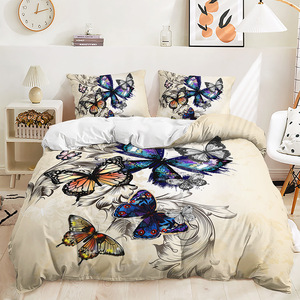 Juego de Funda Nórdica de Tres Piezas de Fibra Sintética con Estampado Digital, Estilo Americano, con Mariposas Coloridas en Impresión Digital 3D - Product Image 6