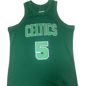 M&N No. 5 Garnett 2012 green embroidered basketball jersey, mesh breathable basketball jersey