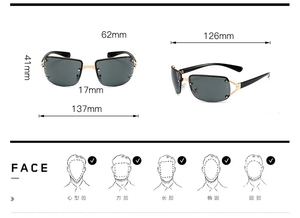 Lunettes de soleil pour femmes, style Y2k, carré punk, sans monture, accessoires d'été, demi-monture en métal tendance - Product Image 6