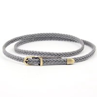 Ceinture fine tressée en PU avec boucle en résine, style vintage et coloré, pour femme, accessoire de robe, vente en gros