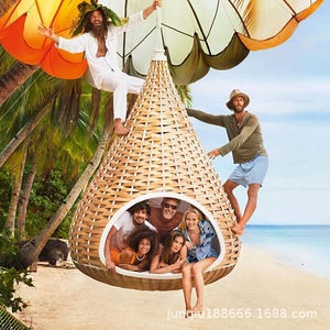 Silla hamaca de ratán de estilo Pastoral para exteriores, tumbona colgante Popular para hoteles, casas de familia, gota de agua, <span class=keywords><strong>Nido</strong></span> de Pájaro inspirado - Product Image 3