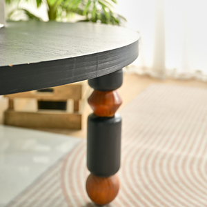 High Quality Farmhouse Indoor <b>Rustic</b> Round Black Wood <b>Coffee</b> <b>Table</b> Manufacturer - Product Image 6
