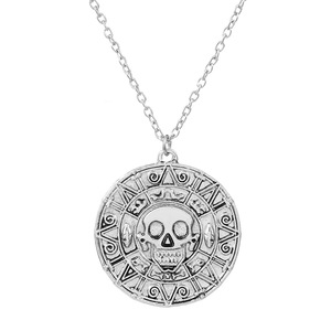 Accessori Cinematografici Europei e Americani - Collana Pirati dei Caraibi, Collana con Ciondolo Rotondo Teschio da <span class=keywords><strong>Uomo</strong></span> con Catena Dorata - Product Image 2