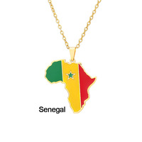 Collier pendentif carte vintage d'Afrique en alliage d'acier inoxydable avec Égypte Tanzanie Érythrée Algérie Ouganda Djibouti Zimbabwe