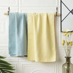 Serviette à main en gaufre avec logo brodé personnalisé, couleur unie, torchon pour une absorption d'eau élevée, super doux, torchon à thé - Product Image 2