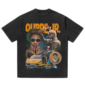 T-shirt vintage lavata e dal taglio ampio, in tessuto pesante, con stampa personalizzata ispirata ad atleti famosi - Product Image 6