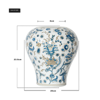 Vase à fleurs en céramique de style chinois rétro, pot hydroponique au design raffiné pour la décoration de salon et de maison
