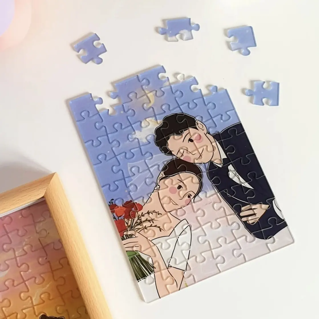 Custom made UV printing picture puzzle of acrylic photo frame for game