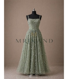 Vestido de Noche de Organza con Elegante Trabajo de Cristal Hecho a Mano, Vestido de Diseñador para Mujer, Ideal para Invitadas de Boda y Fiestas de Cóctel - Product Image 4