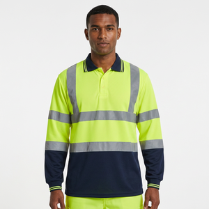 เสื้อโปโลสะท้อนแสง Instock Clush Industries สำหรับความปลอดภัยในการจราจร แขนยาว ระบายอากาศได้ดี ผลิตจากโพลีเอสเตอร์/คอตตอนเรืองแสง เหมาะสำหรับงาน - Product Image 1