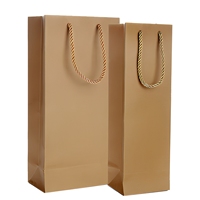 Sacs à vin en papier kraft personnalisés avec poignées en ruban, style rectangulaire, surface vernie, artisanat de cadeau du Hubei pour emballage de 1 à 20 kg