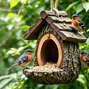 Mangiatoia per Uccelli in Plastica e Resina Naturale di Lusso, Anti-Muffa, Stabile, per Pappagalli, Parrocchetti e Animali Domestici da Esterno, Per Tutte le Stagioni - Product Image 1