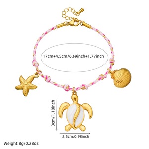 Fashion Charm Bracelet Zinc Alloy Turtle Starfish Shell Pendant Women's Jewelry Gift Accessory - Product Image 4