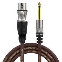 Kabel Mikrofon Berkualitas Tinggi 6.35MM TS Jack ke XLR Female Kabel Instrumen Audio untuk Mixer Amplifier Rekaman
