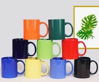 Mug à café en porcelaine émaillée colorée de 330 ml (11 oz), tasse en céramique classique multicolore avec poignée pour thé, latte, café