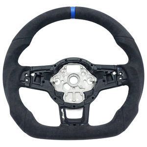 Volant VW <span class=keywords><strong>Golf</strong></span> GTI en Alcantara avec bande bleue centrale, forme D, fond plat, style sport discret, pièce de rechange améliorée - Product Image 5