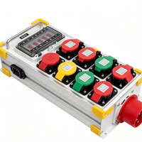 Boîtier de Prise Industrielle Extérieur Étanche IP67 en ABS, 32A, 6 Prises, Disjoncteur, Tension Universelle 110V-480V, Temporaire, Industriel