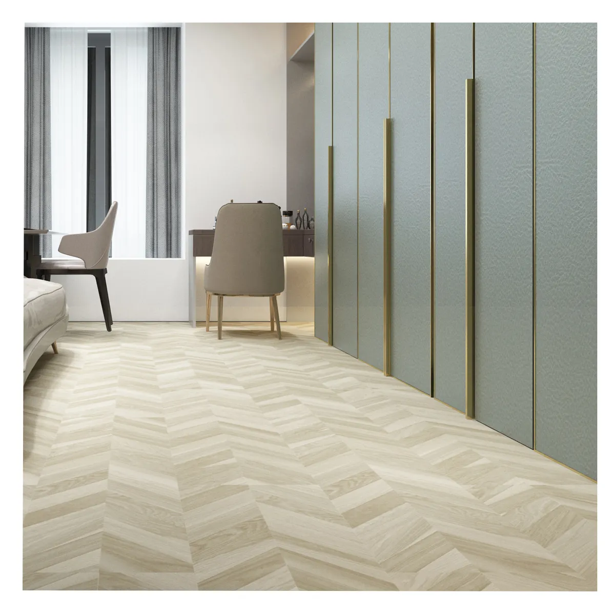 6mm Piso Vinilico Vinyl Click Herringbone White Marble Interlocking Laminate Spc Floor