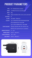 Chargeur Super Rapide 100W au Nitrure de Gallium (GaN) pour Prise Murale UK, Compatible OnePlus 11, iPhone, Samsung – Adaptateur Double Port 100W