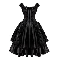 Fabricant chinois Anime robe noire à lacets gothique Lolita déguisement pour Halloween en polyester