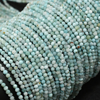 Perles rondes facettées en Larimar naturel 2,5 mm