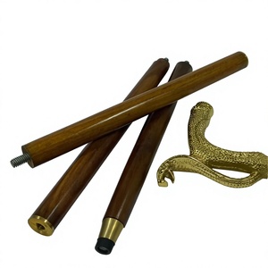 Handle <b>Walking</b> <b>Stick</b> | Handmade Antique Polished Round 3-<b>Fold</b> Wood Cane with Brass Snake Head | Home Decor Gift for Men & Women - Product Image 1