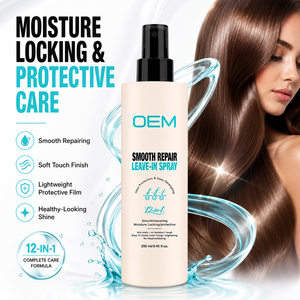 Spray capillaire sans rinçage de qualité salon OEM ODM, anti-frisottis, démêlant, lissant et protecteur thermique pour tous types de cheveux - Product Image 4