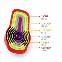 Ensemble de 6 cuillères et tasses à mesurer en plastique PP de qualité alimentaire pour la cuisine, colorées, 7,5 ml-250 ml, pour la pâtisserie, les assaisonnements, le café et le thé