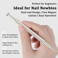 Bâtonnet magnétique double tête 2-en-1 effet œil de chat, outil de nail art puissant pour perles de verre, manucure DIY et salon