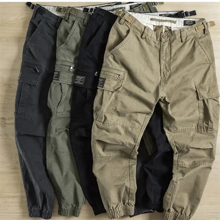 En gros personnalisé nouvelles conceptions hommes pantalons cargo grande poche coton utilisé stock vêtements