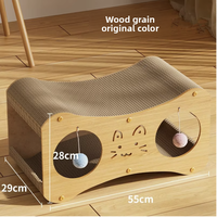 Maison à gratter pour chat en carton ondulé haute densité 2-en-1 : griffoir et tanière double couche anti-déchirure avec jouet à bille pour chats