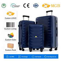 Valise OEM grande capacité, classique, à rayures verticales, rigide, extensible, avec roulettes multidirectionnelles