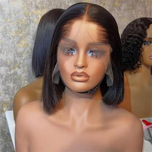 Bán Buôn <span class=keywords><strong>New</strong></span> Arrival M Lagos Đường Dây Tóc Thẳng Ngắn <span class=keywords><strong>Bob</strong></span> HD Ren Phía Trước Tóc Giả Tóc Con Người 13X4 HD Ren Phía Trước Tóc Giả Cho Phụ Nữ Da Đen - Product Image 1