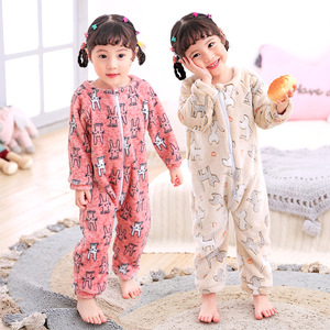 Barboteuse d'automne et d'hiver à la mode, épaisse et chaude avec fermeture éclair pour enfants, bébés, enfants, garçons et filles, vente en gros - Product Image 1