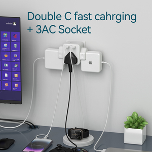 Wontravel - Extensor de Enchufe de Pared con 3 Puertos USB y Carga Rápida PD de 45 W, Enchufe de Pared USB con Múltiples Tomas de Corriente - Product Image 3