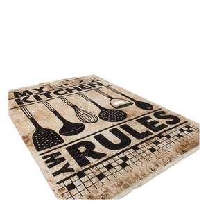 Tapis de cuisine moderne antidérapant et anti-salissure |   Tapis en polyester de moyenne épaisseur, personnalisé, lavable, avec envers en caoutchouc, fabriqué à la machine - Product Image 4