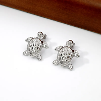 Nouveau design Collier tortue de mer doré en acier inoxydable avec boucles d'oreilles délicates en forme d'animal, sans nickel et étanches, bijoux pour enfants