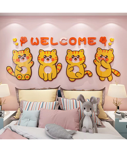 Autocollant mural de <span class=keywords><strong>chien</strong></span> de dessin animé <span class=keywords><strong>papier</strong></span> <span class=keywords><strong>peint</strong></span> acrylique 3D peinture de décoration murale de animalerie - Product Image 1