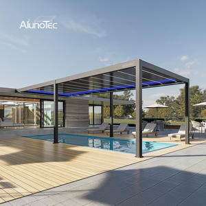 AlunoTec Luxury Morden Pergola Aluminum Sunroom Bioclimatica Pavilion Automatic Louvers Roof Outdoor Garden <strong>Gazebo</strong> - Product Image 4