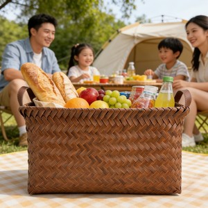 Cesta de Almacenamiento de Mimbre Vintage Rectangular con Asa para Cocina/Hogar, Lavandería, Lavavajillas, Organización de Juguetes y Bocadillos - Product Image 3