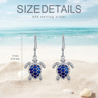 Bijoux fins, boucles d'oreilles en argent sterling 925, style océan, animal, tortue de mer bleue, pour femmes