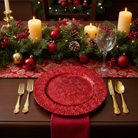 Assiette de présentation en plastique PP gaufrée de 13 pouces, motif tourbillon personnalisé, légère, durable, réutilisable, style américain, pour mariages