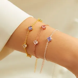 Bracelet de pierre de naissance personnalisé Bracelet de chaîne à breloques en diamant familial pour grand-mère maman bijoux cadeau fête des mères