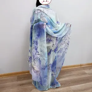 Abaya Khăn Choàng In Kỹ Thuật Số Thụy Sĩ Nhà Máy Trung Quốc Dubai Sudan Vải Voan Nữ Sudan Toub - Product Image 1