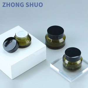Contenants cosmétiques de luxe, pot <span class=keywords><strong>en</strong></span> <span class=keywords><strong>verre</strong></span> pour crème pour le visage, 15g 30g 50g, pot pour crème pour les yeux, pot vert pour crème, emballage - Product Image 4